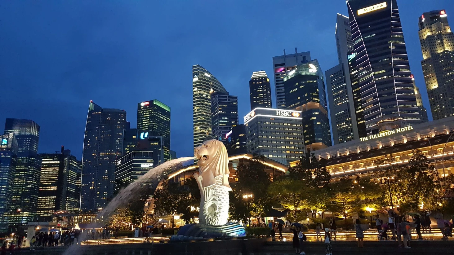 Singapour Merlion et Skyline